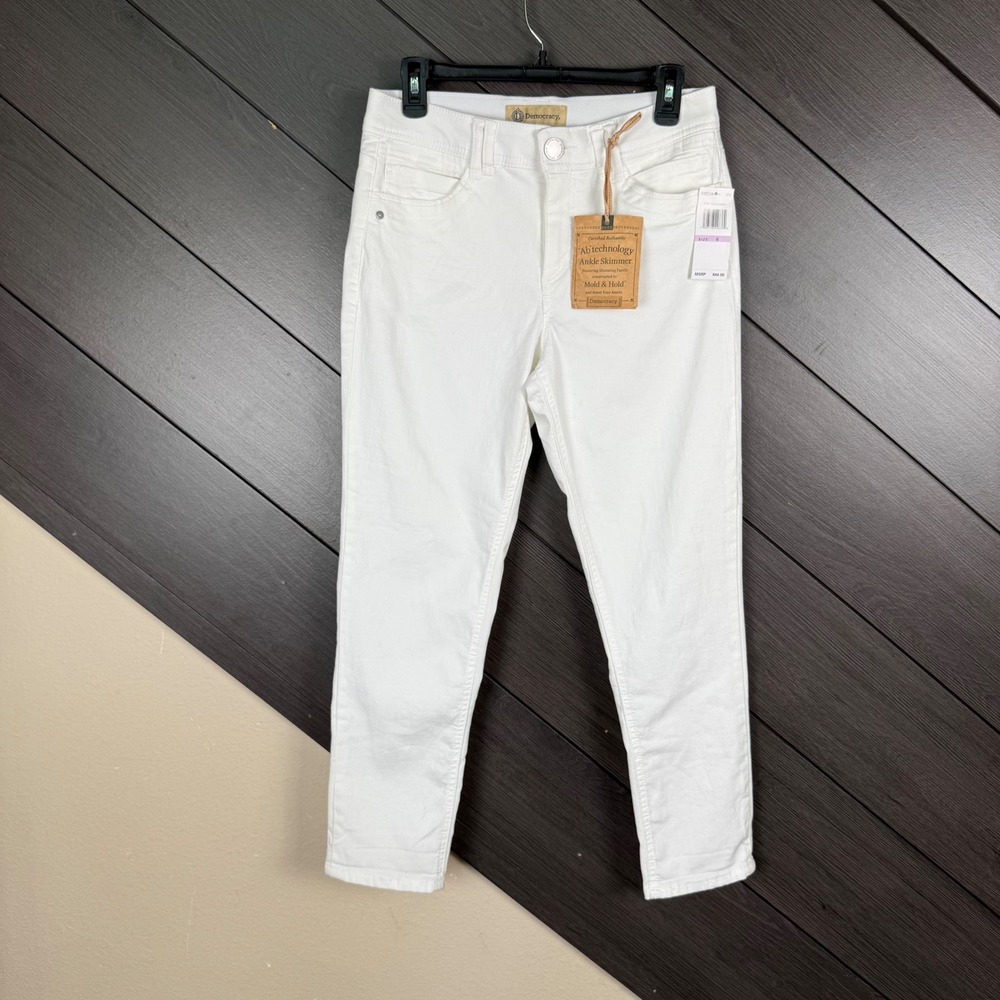 Democracy Ab Technology Women's Size 6 Ankle Skimmer White Stretch Pants NWT